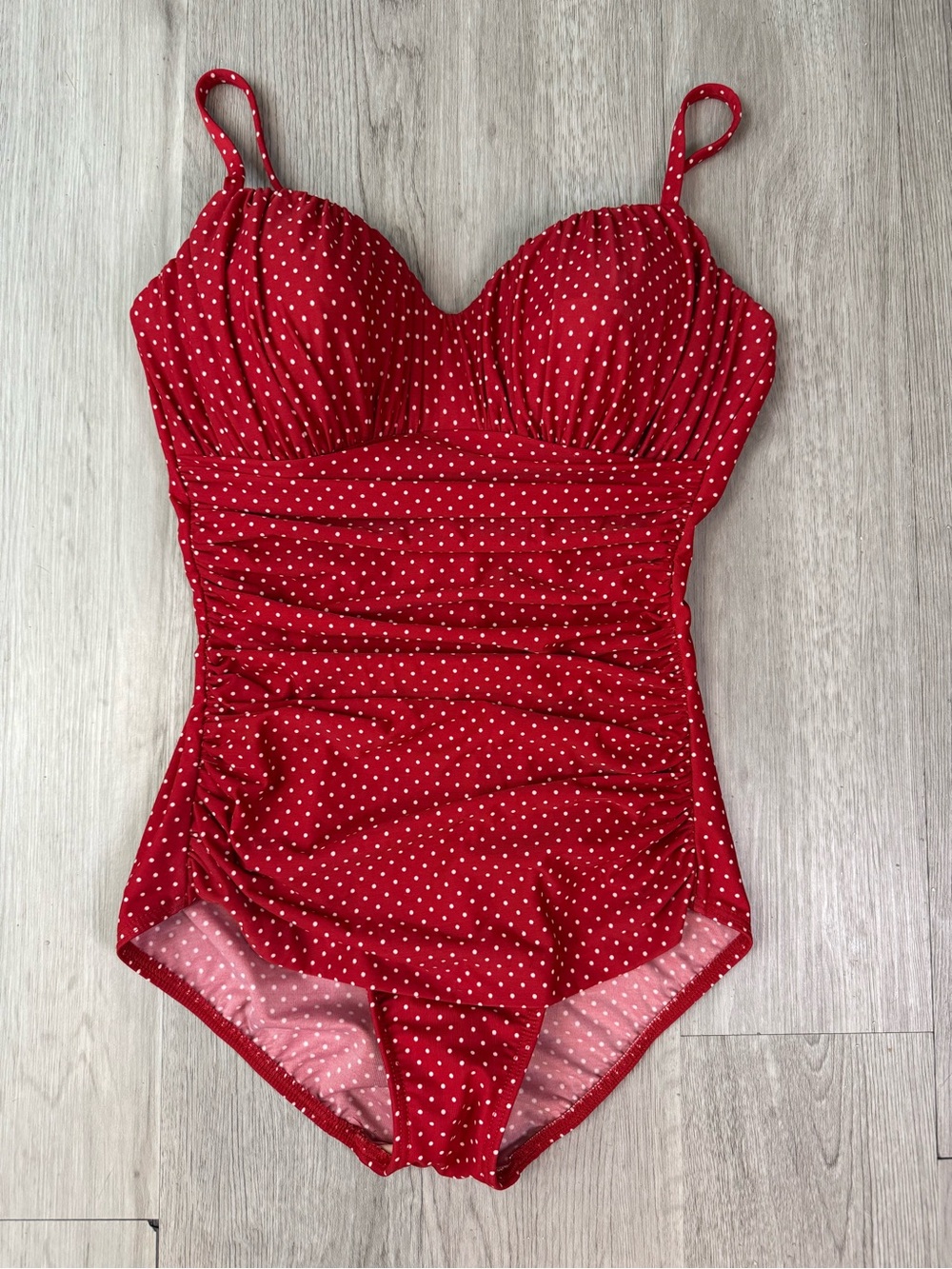 Miraclesuit One Piece Red With White Polka Dot Slimming Pin Up Bathing Suit 12